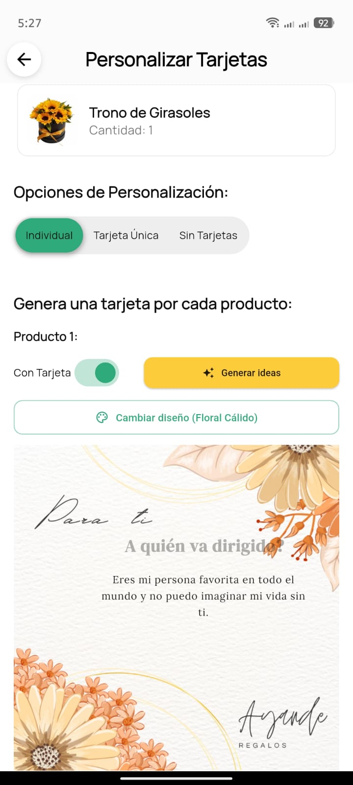 Tarjetas personalizadas Ayande